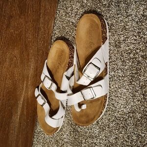 White Double Strap Sandals